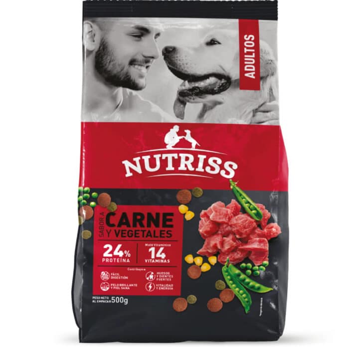Alimento para Perros Nutriss Adulto Carne y Vegetales Bolsa x 500 gr