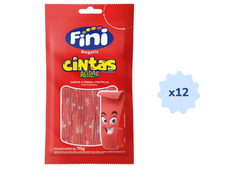 Gomas Fini Cinta Fresa Acida Bolsa x 70 gr x 12 Unds