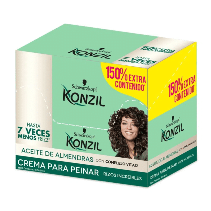 Crema para Peinar Konzil Aceite de Almendras Caja x 18 Unds x 20 ml