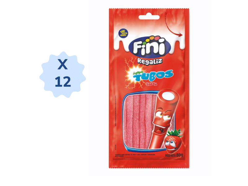 Gomas Fini Tubos Fresa Bolsa x 12 Unds x 80 gr