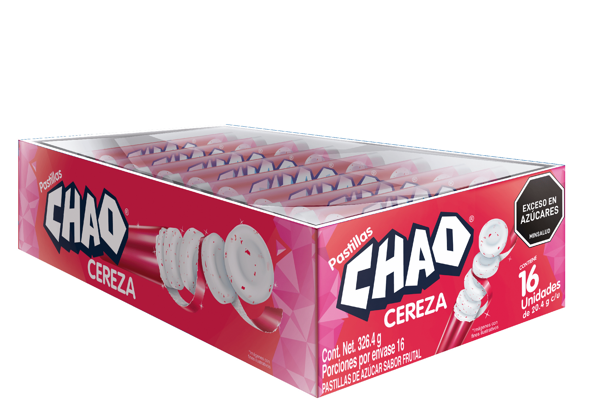 Pastillas Mentoladas Chao Tubo Cereza Display x 16 Unds