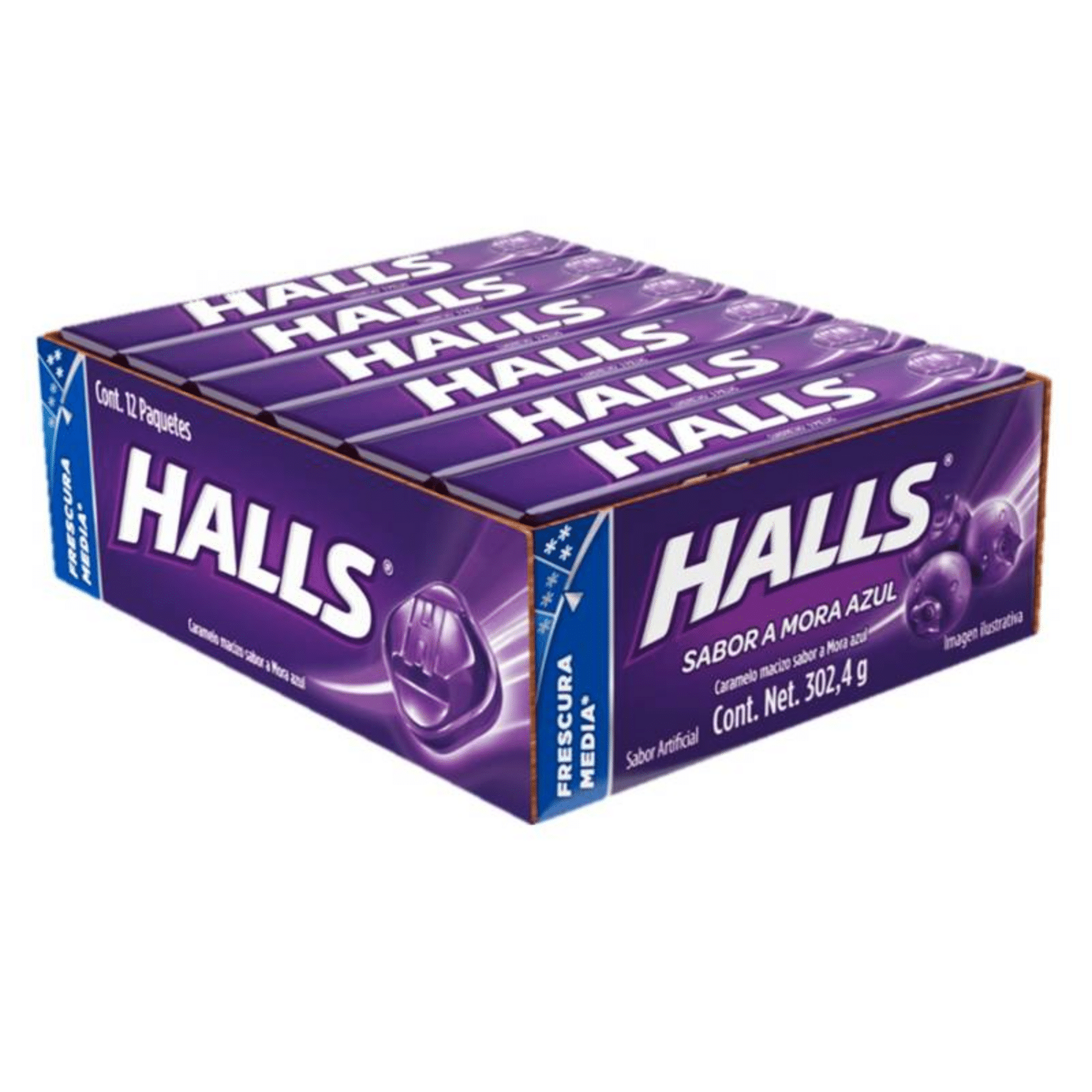 Caramelos Duros Halls Tubo Mora Azul x 12 Unds