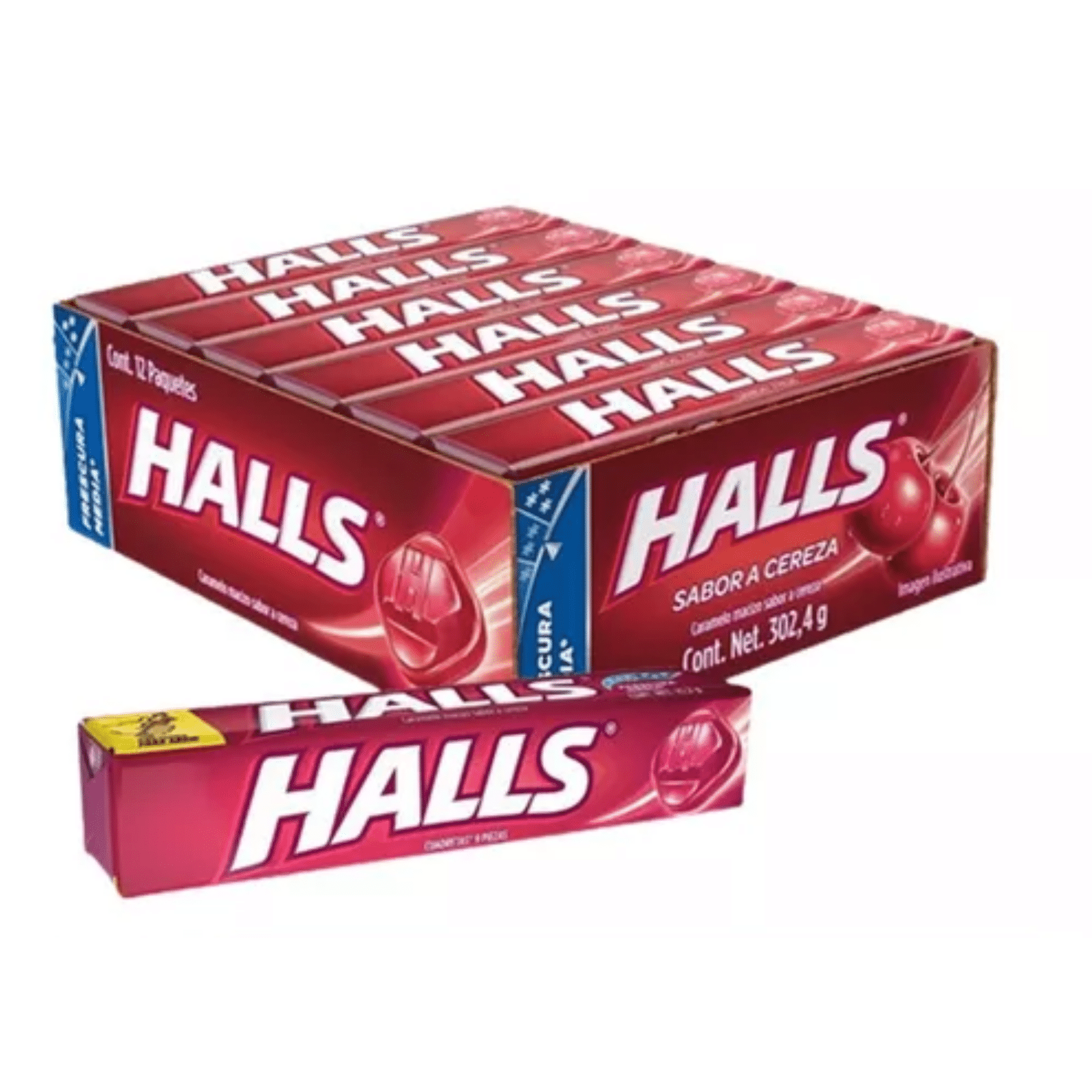 Caramelos Duros Halls Tubo Cherry x 12 Unds