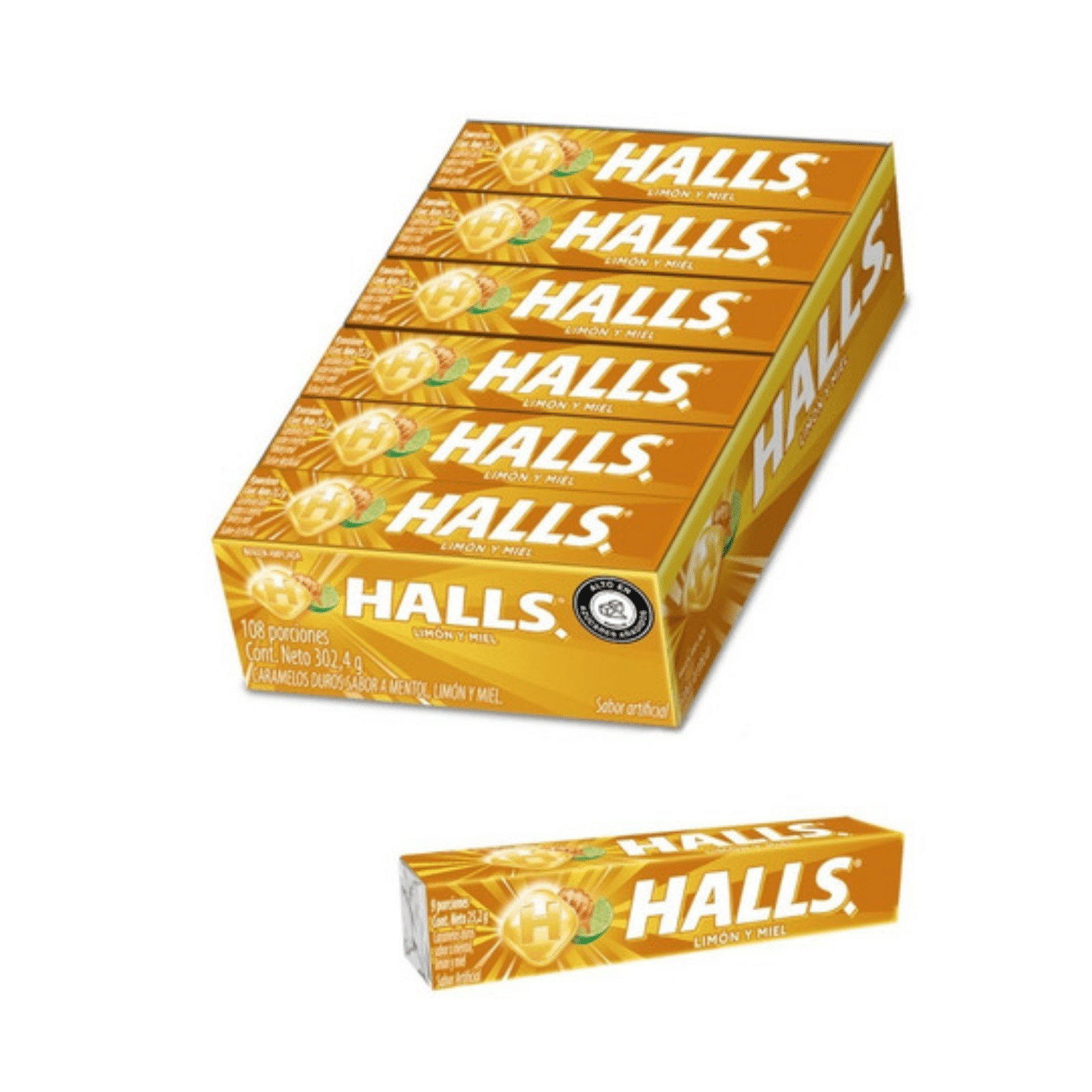 Caramelos Duros Halls Tubo Honey Lemon x 12 Unds