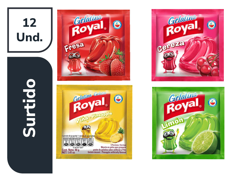 Gelatina Royal Surtida x 40 gr x 12 Unds