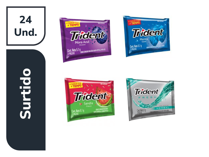 Chicle Trident Surtido Display 3 x 24 Unds