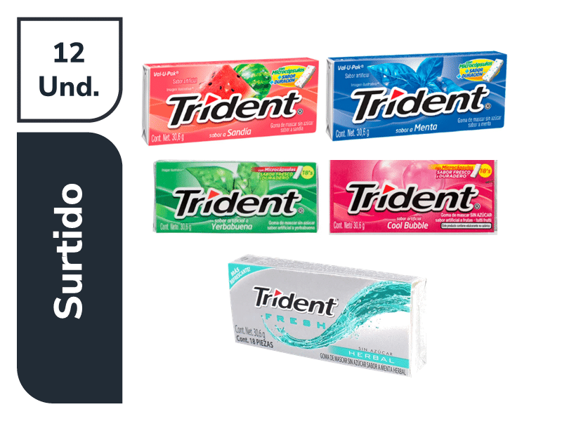 Chicle Trident Value Surtido Display x 12 x 18 Unds