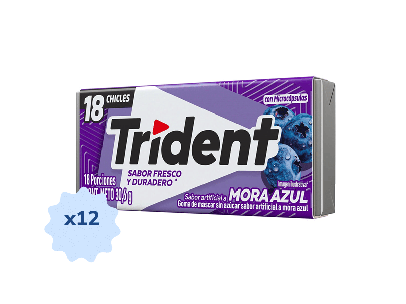 Chicle Trident Value Mora Azul Display x 12 x 18 Unds