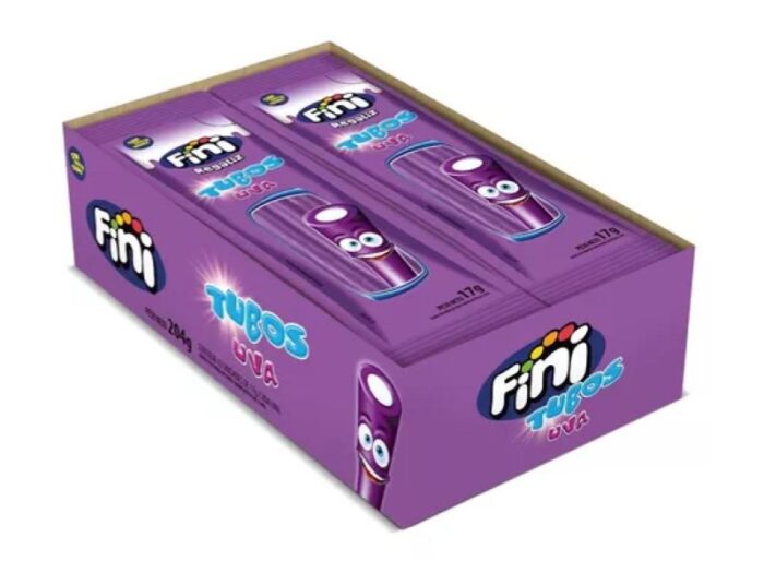 Gomas Fini Tubos Uva Ácida x 17 gr Display x 12 Unds