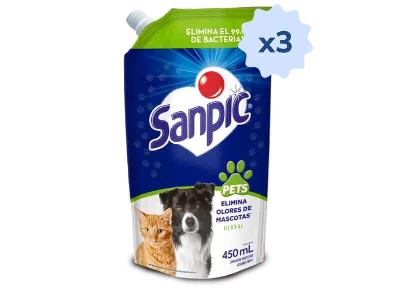 Eliminador de Olores Sanpic Mascotas Herbal Doypack x 450 ml x 3 Unds