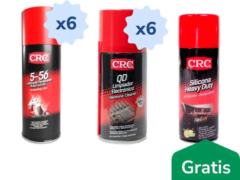 Lubricante Penetrante 5-56 CRC Automotriz 180 cc x 6 Unds + Qd Limpiador Electrónico CRC Automotriz 150Cc x 6 Unds Gratis Silicona Heavy Duty x 235Cc