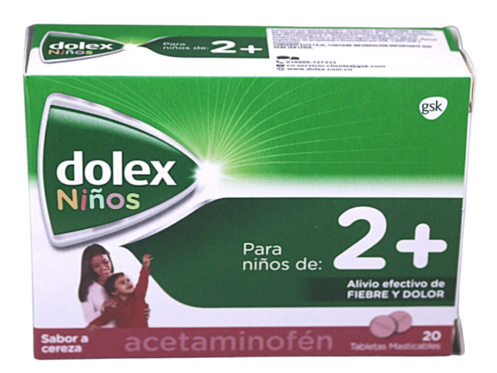 Dolex Niños Acetaminofén Caja x 20 Tabletas Masticables