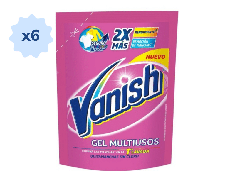 Desmanchador Líquido Vanish Rosa Doypack x 130 ml x 6 Unds