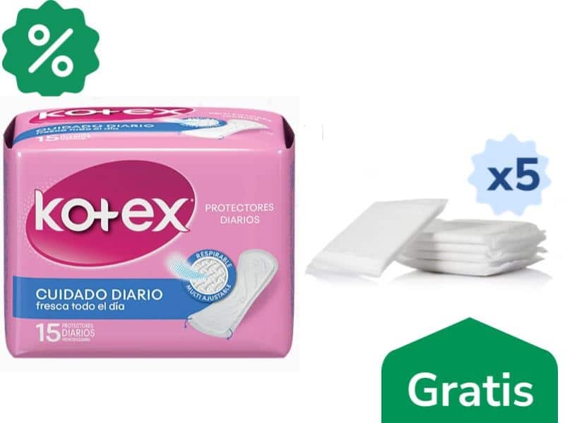 Protectores Diarios Kotex Duo x 15 Unds + Gratis Kotex Indicador PH x 5 Unds