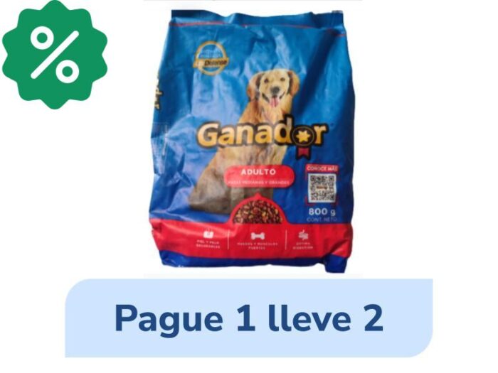 Concentrado Ganador Adulto Raza Mediana y Grande Bolsa x 800 gr Pague 1 Lleve 2