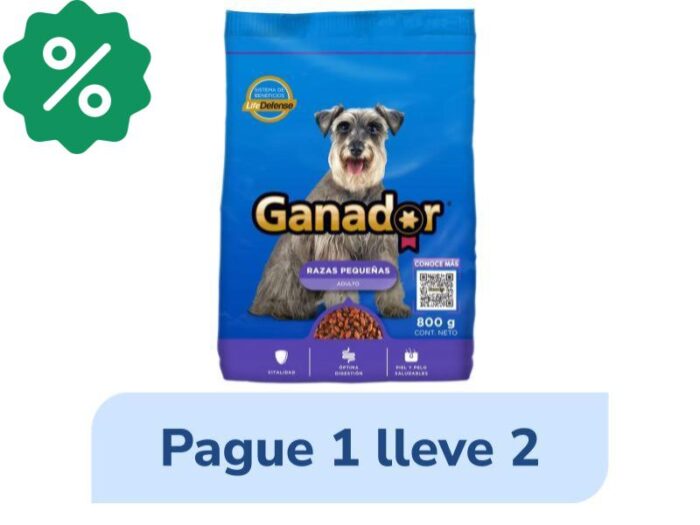 Concentrado Ganador Adulto Raza Pequeña Bolsa x 800 gr Pague 1 Lleve 2