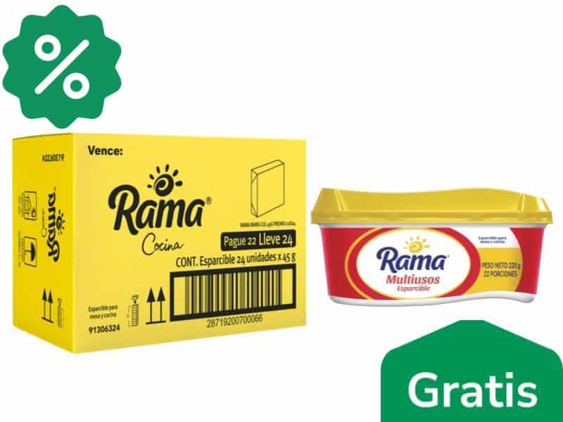 Pague 22 Lleve 24 Mantequilla Rama Esparcible Con Sal Tarro x 45 gr Gratis Rama Multiusos x 220 gr